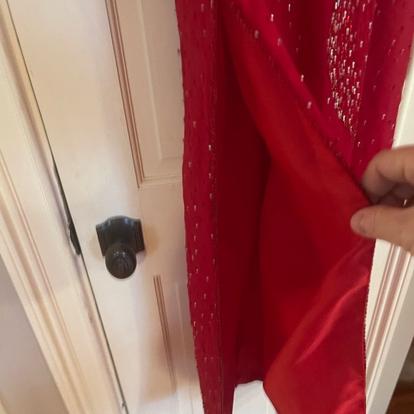 Riva’s Designs Red Beaded formfitting formal dress - Picture 9 of 11